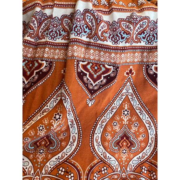 Forever 21 Orange Print Tiered Maxi SunDress Sz Medium Summer vacation coquette - Picture 4 of 4